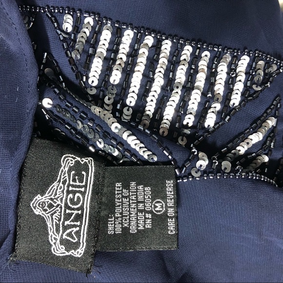 Angie Sheer Blue Sequin Top - Picture 5 of 6